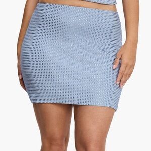 NWT Good American Light Blue Stretch Mini Skirt